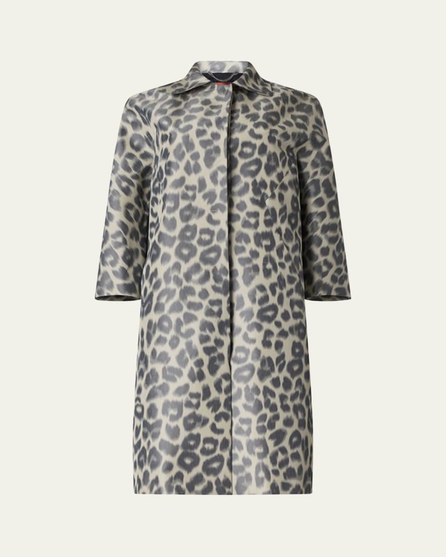 Adams Leopard Silk-Blend Coat